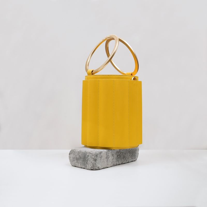 Water Metal Handle Small Bucket Bag - Yellow image