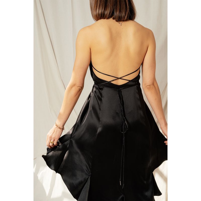 High Low Halter Dress Black image