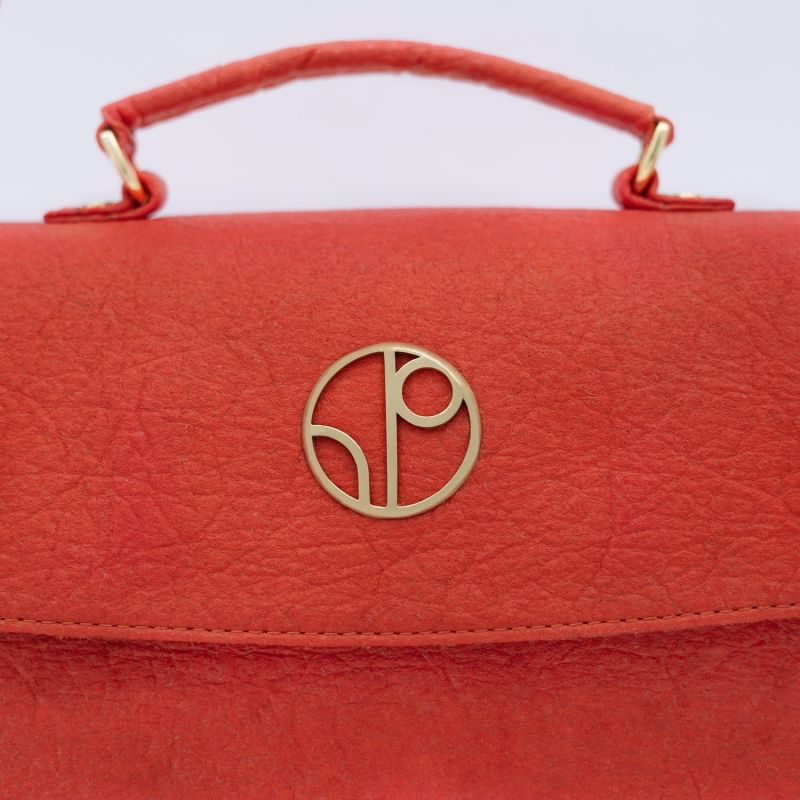 London Piñatex Saddle Bag In Cherry Red image