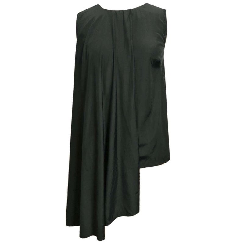 Raelyn Front Draped Panel Viscose Cupro Top In Dark Olivine image