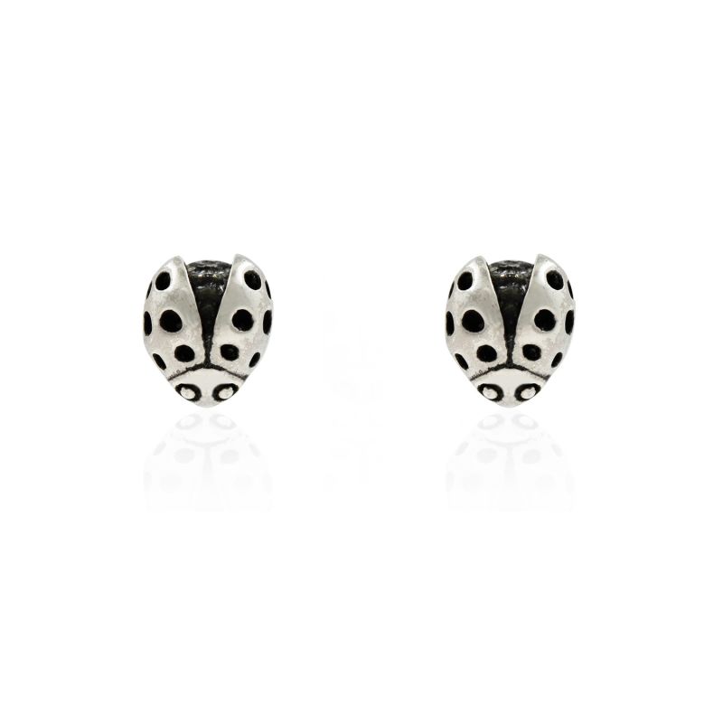 Ladybird Earrings - Silver - Wings Open image