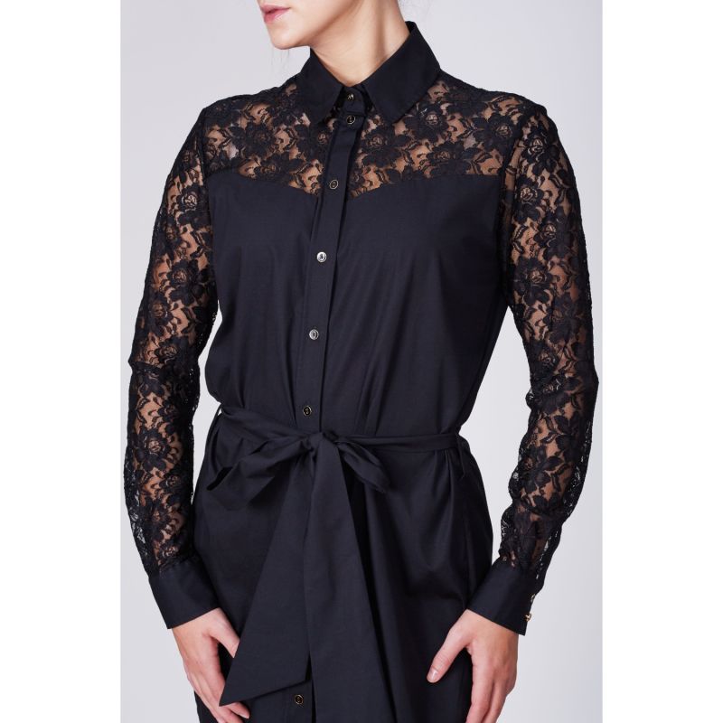 Black Cotton Shirt Dress image