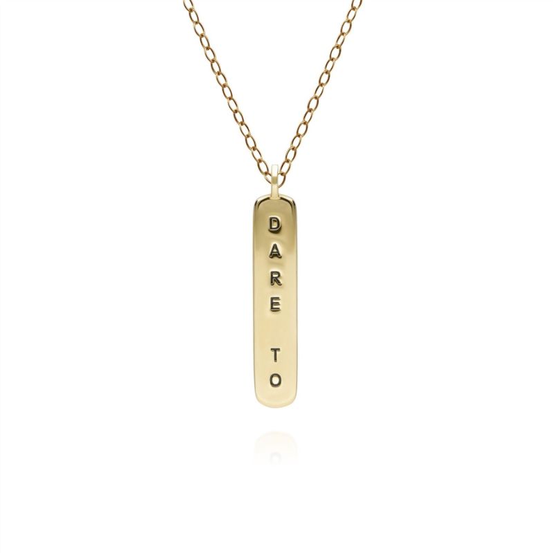 Coded Whispers 'Dare To' Acrostic Gemstone Gold Plated Sterling Silver Pendant image