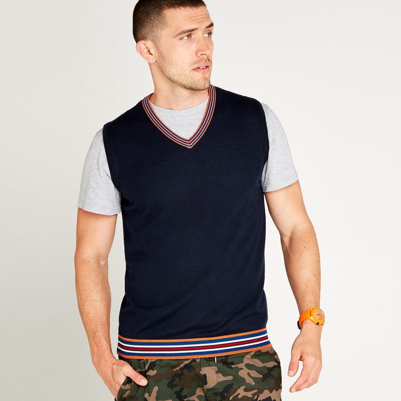 Navy Extrafine Merino Tank Top image