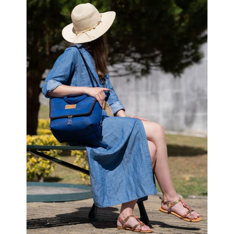 Cork Leather Backpack Trio  - Blue image