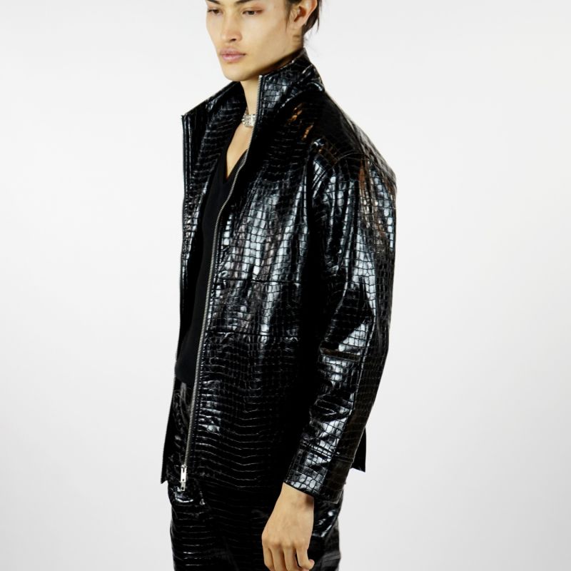 Embossed Vegan Leather Jacket - The Laight image