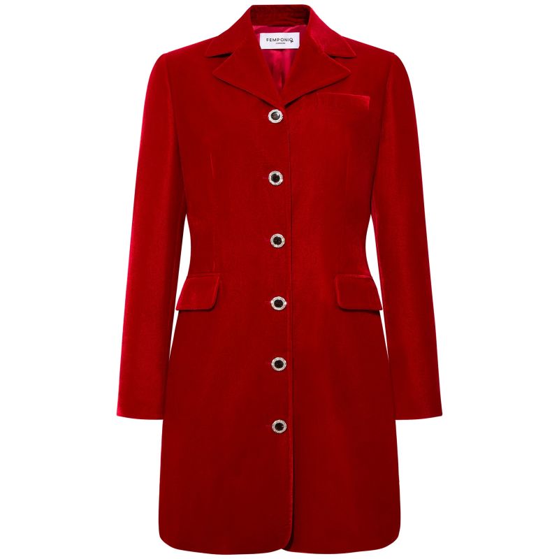 Velvet Tailored Blazer Dress - Deep Red image