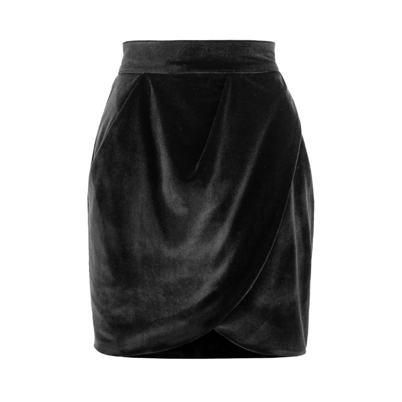Women s Velvet Wrap Mini Skirt Black Medium Avenue no.29