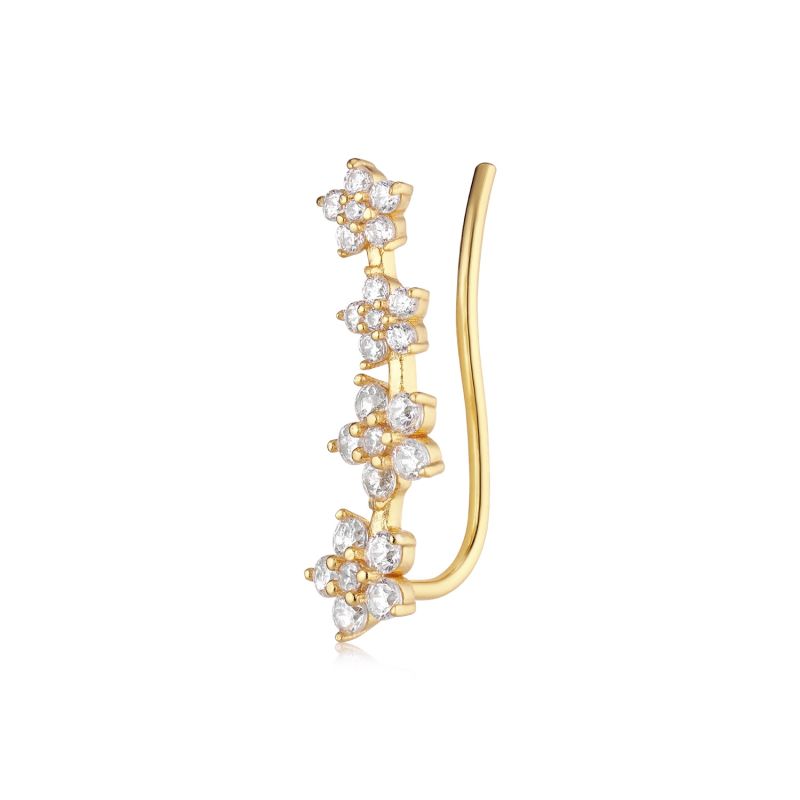 Venus - Earring W.  Flower Shaped Zirconia Left Ear image