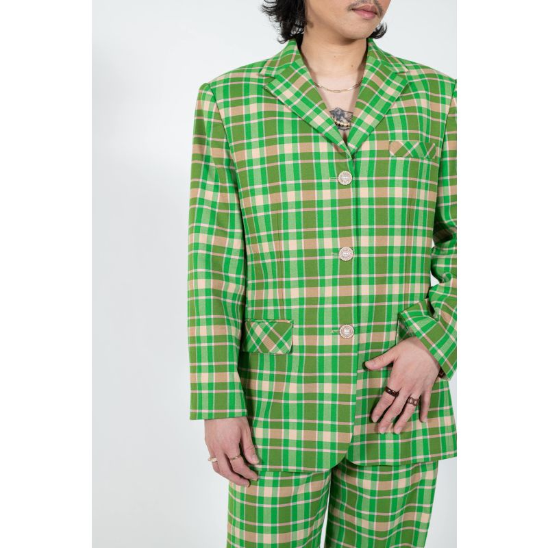 Verdant Tailored Jacket- Apple Green Plaid image