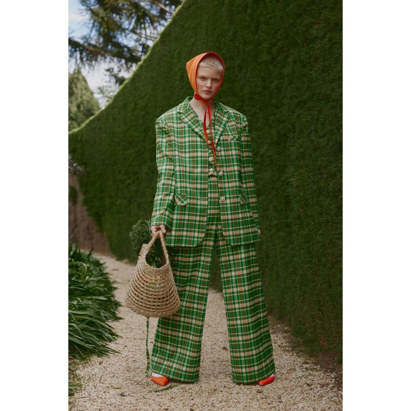 Verdant Tailored Jacket- Apple Green Plaid image