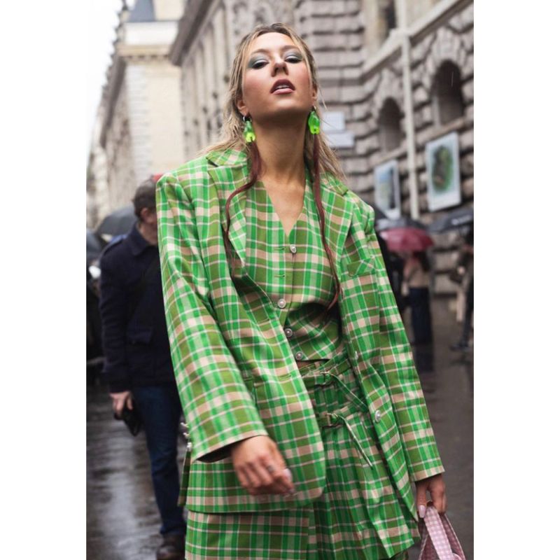 Verdant Tailored Jacket- Apple Green Plaid image