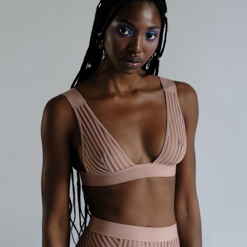 Vertigo V Neck Bralette Mushroom, Monique Morin Lingerie