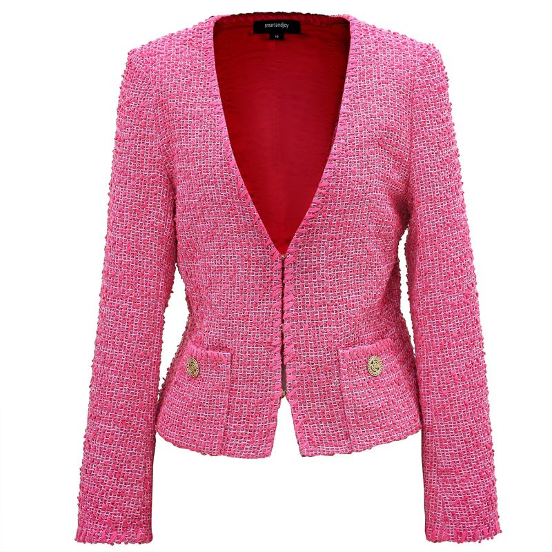 Stand Collar Button Tweed Short Jacket