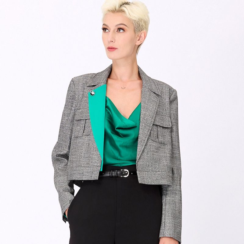 Safari Tara Crop Shacket - Light Blue / Navy Dire Print