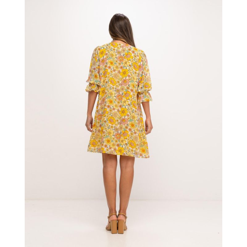 Printed Short Dress With Embroidery image