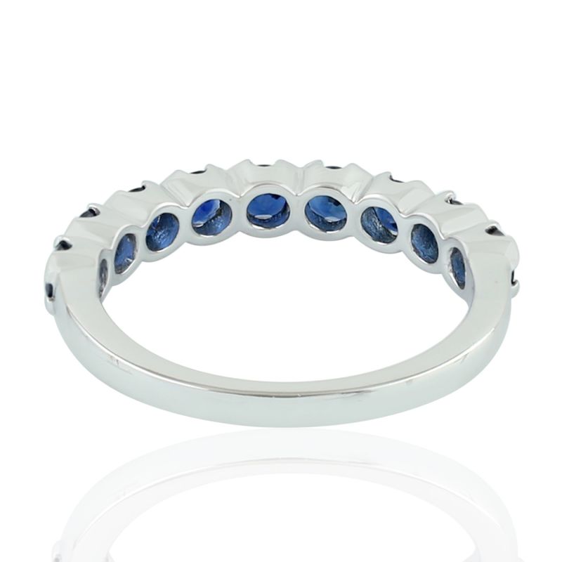 White Gold Blue Sapphire Half Eternity Band Ring image