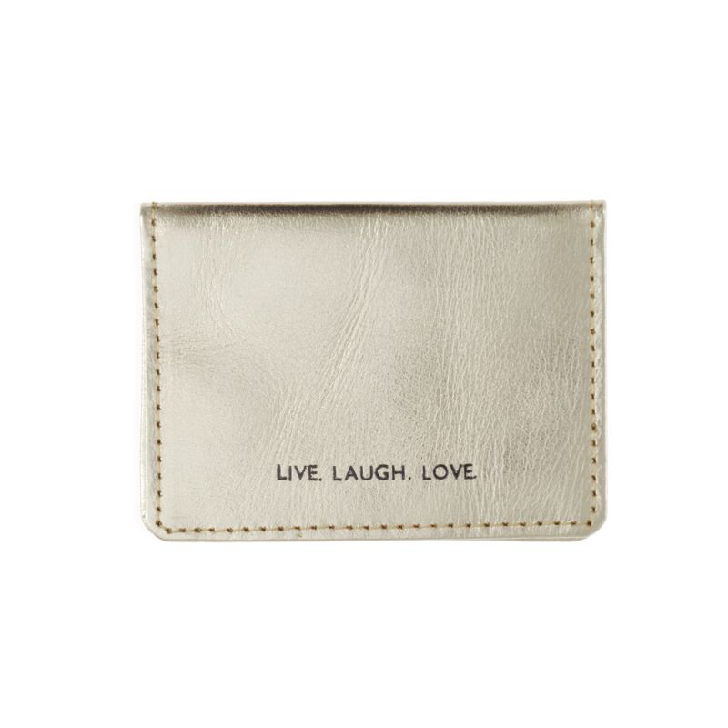 Live Laugh Love Gold Leather Travel Card Holder image