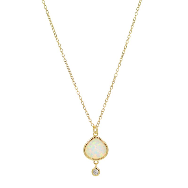 Best Friend White Opal Pear Necklace With Crystal Drop image