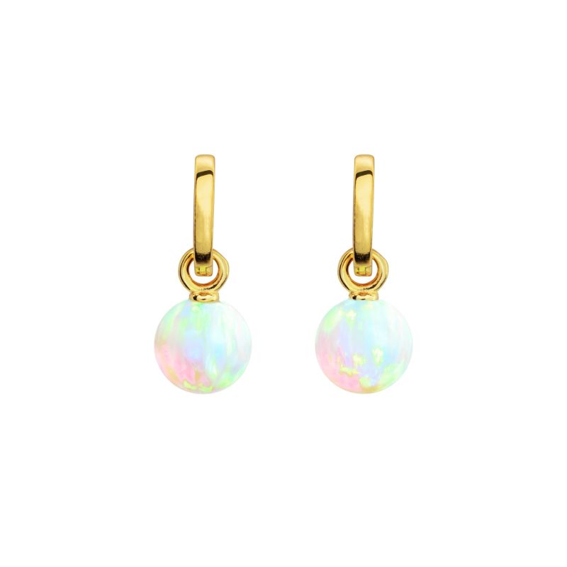 Sea Opal Hoop Earrings - Gold image