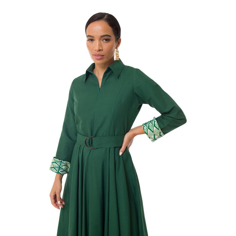 Winnie Maxi Linen Dress - Green image