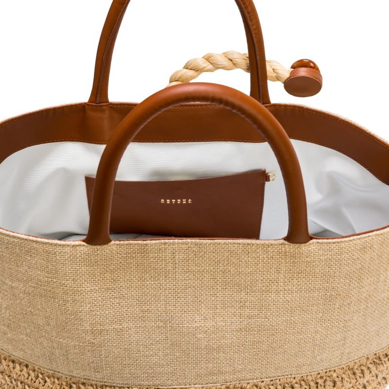 Almeria Natural Large Round Tote Bag image