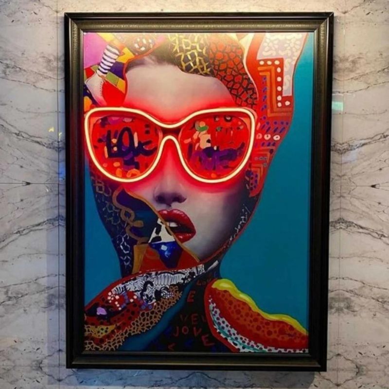 Vibrant Glamour: Neon Sign Wall Art - Pop Art Woman image