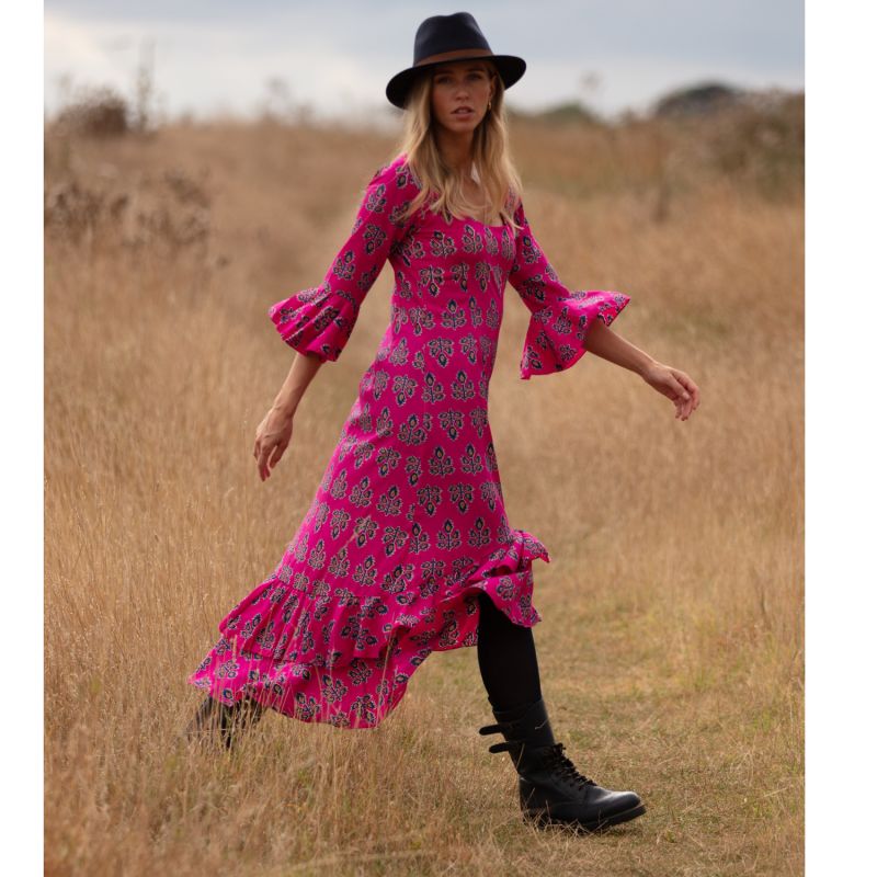 Victoria Midi Dress In Pink Thistle | At Last... | Wolf & Badger
