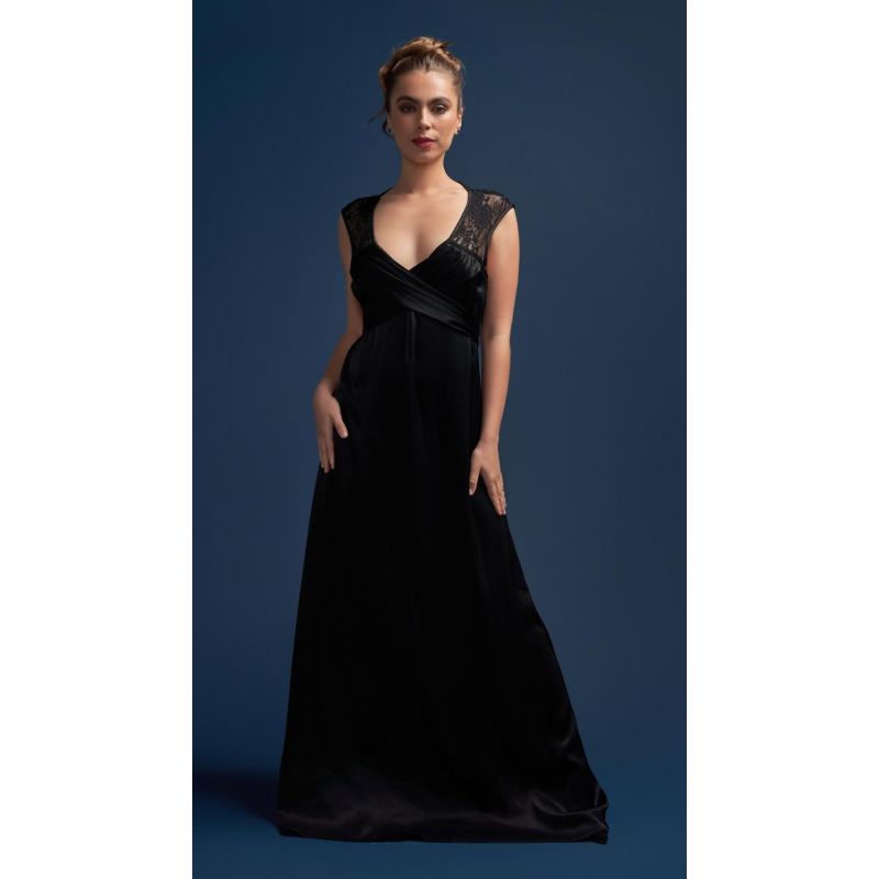 Victoria Vacationing Black Full Length Gown With Lace Back image