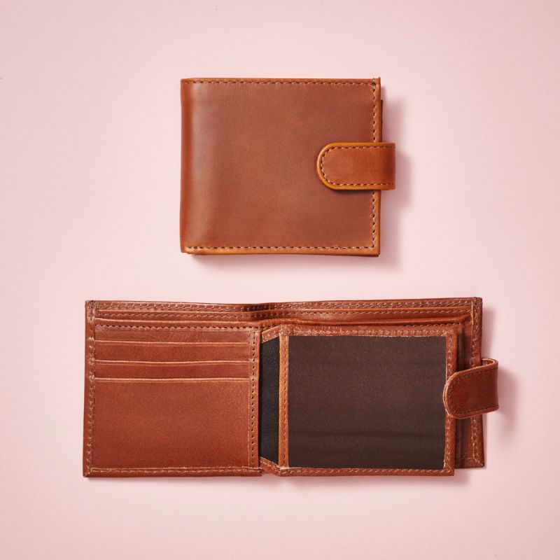 Vida Tan Leather Tri Fold Wallet With Rfid image