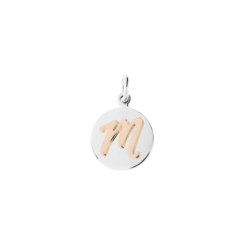 Recognised Sterling Silver M Alphabet Popon Pendant & Papeclip Chain Necklace image