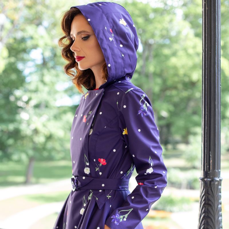 Double Breasted Trench Coat For Spring: Violet Bloom