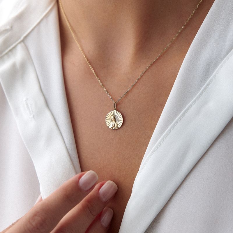 Solid gold virgin mary pendant deals