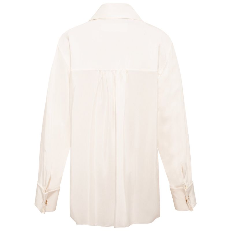 Viscose Rayon Gathered Back Shirt / Ivory image