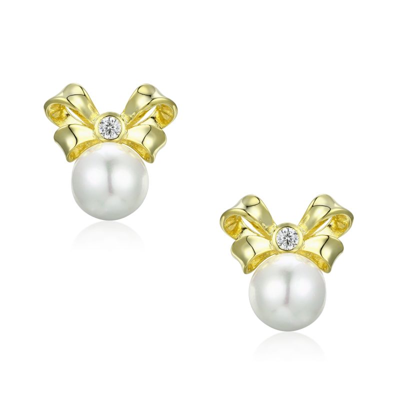 Viscountess Bow & Pearl Gold-Plated Silver Earrings image