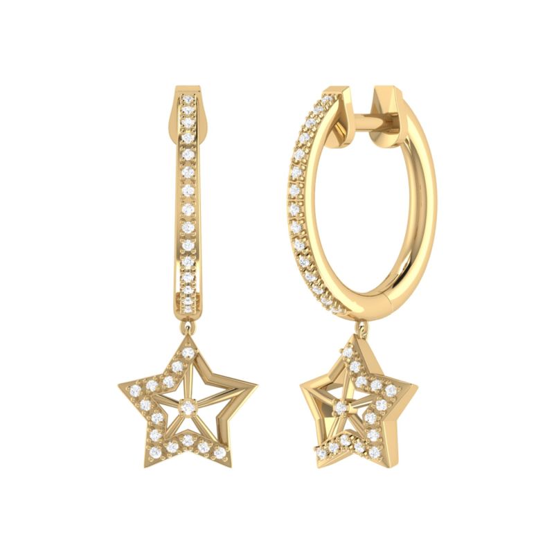 Lucky Star Hoop Earrings In 14 Kt Yellow Gold Vermeil On Sterling Silver image