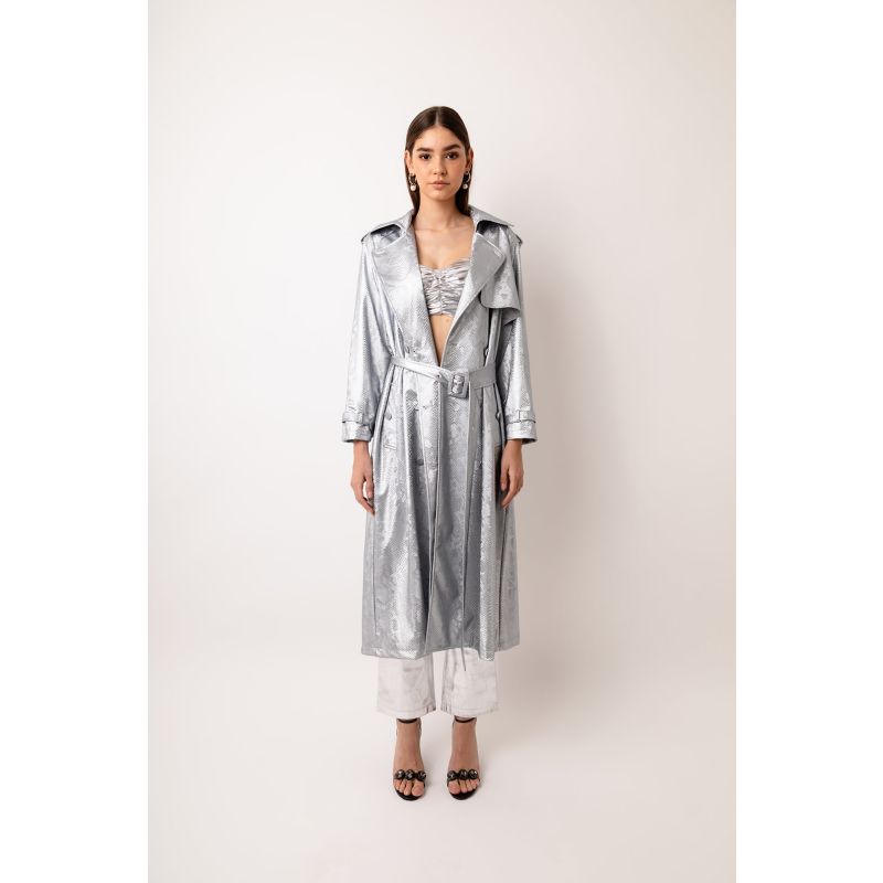 Vivienne Silver Animal Metallic Trench Coat image