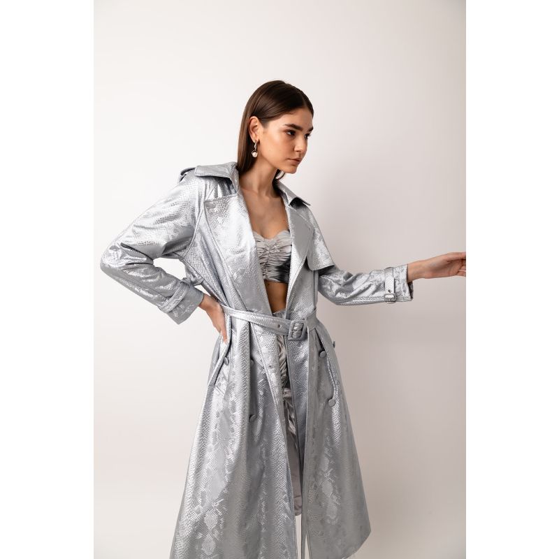 Vivienne Silver Animal Metallic Trench Coat image