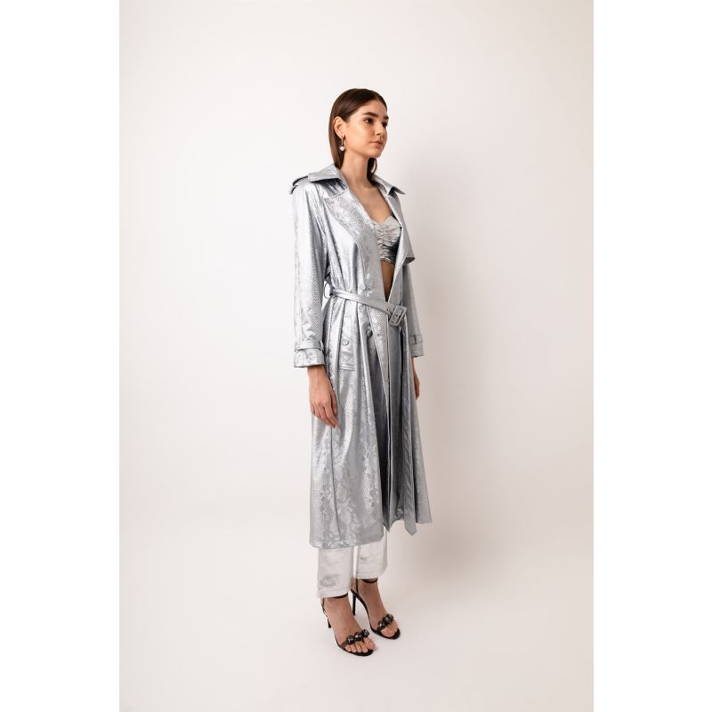 Vivienne Silver Animal Metallic Trench Coat image