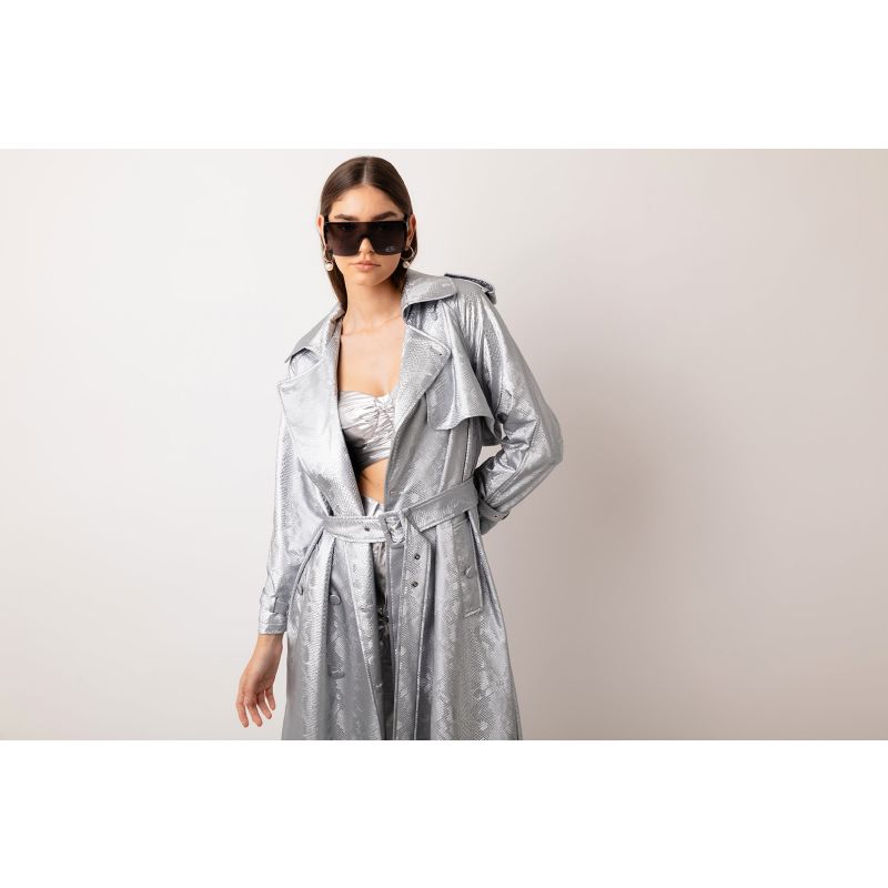 Vivienne Silver Animal Metallic Trench Coat image