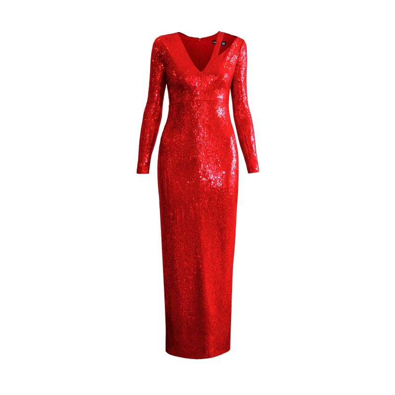 Long Sleeve Sequin Gown Red L'MOMO Wolf & Badger