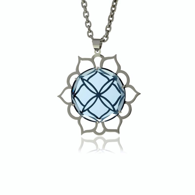 Signature Silver Crystal Pendant With Blue Crystal image