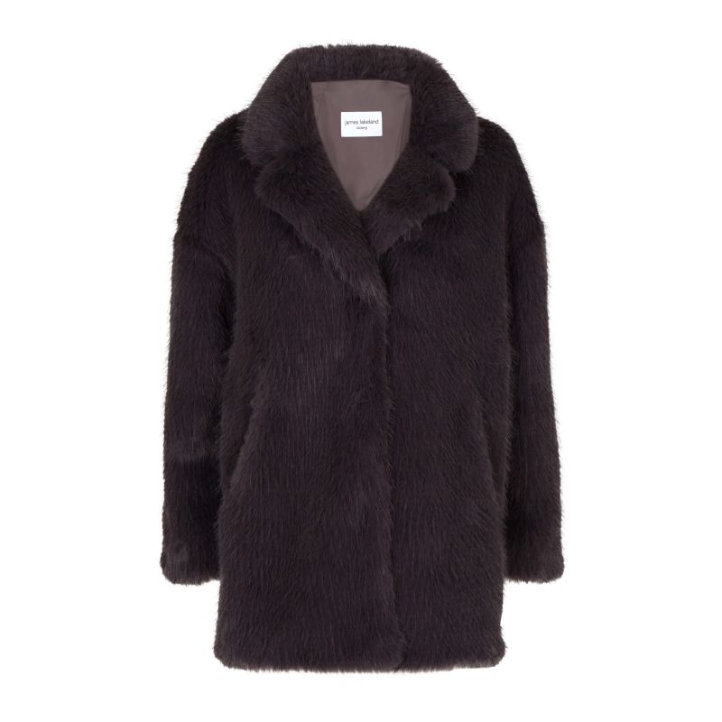 Luxury Faux Fur Coat - Grey image