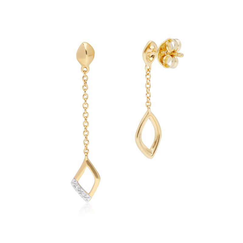 Asymmetric Diamond Pave Dangle Earrings In Yellow Gold image