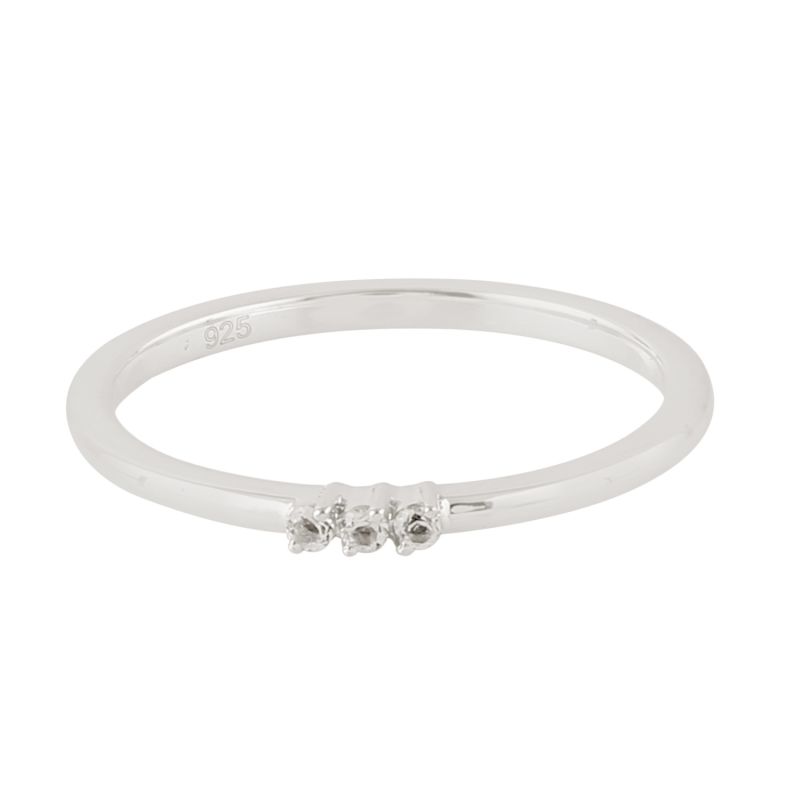 Natural White Topaz In 925 Sterling Silver Band Ring Jewelry image