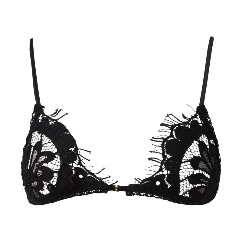 Valentines Black Lace Super Soft Eyelash-Lace Bralette With Giftwrapping Add The Thong To Make A Beautiful Set image