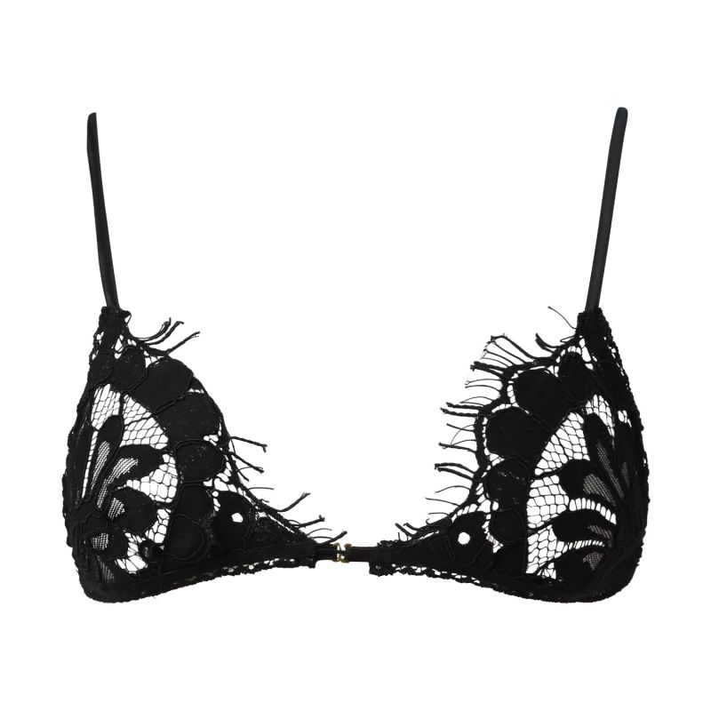 Black Eyelash Lace Bralette Super Cute Delicate Sweet Bra Wirefree