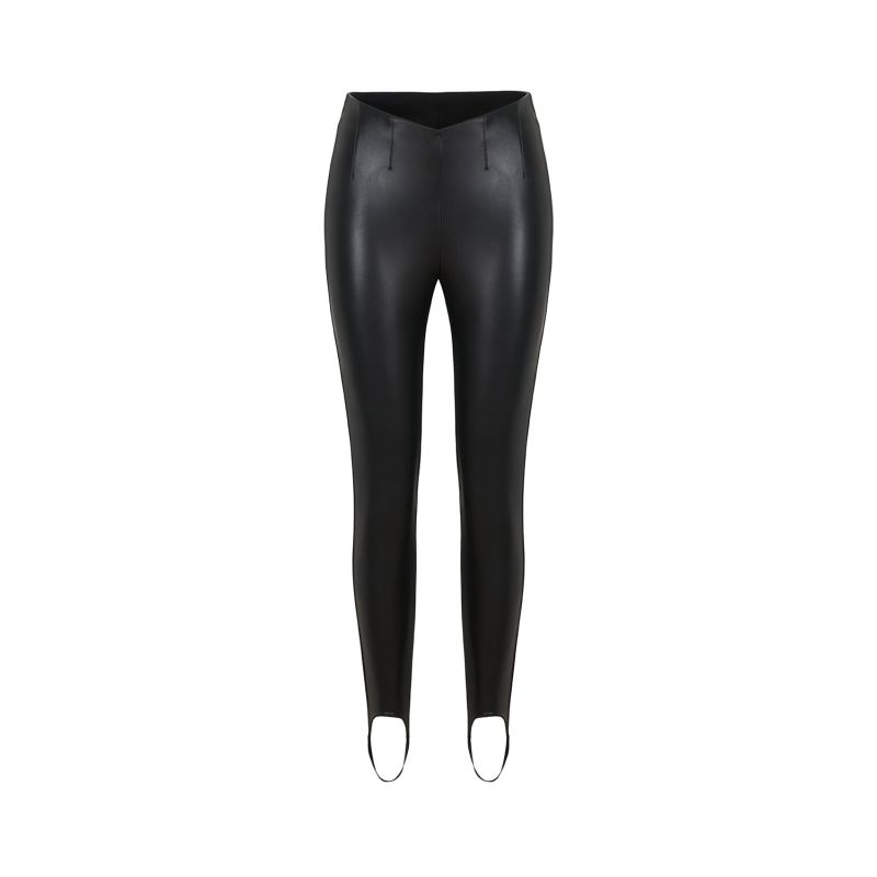 Petite Faux Leather Stirrup Leggings