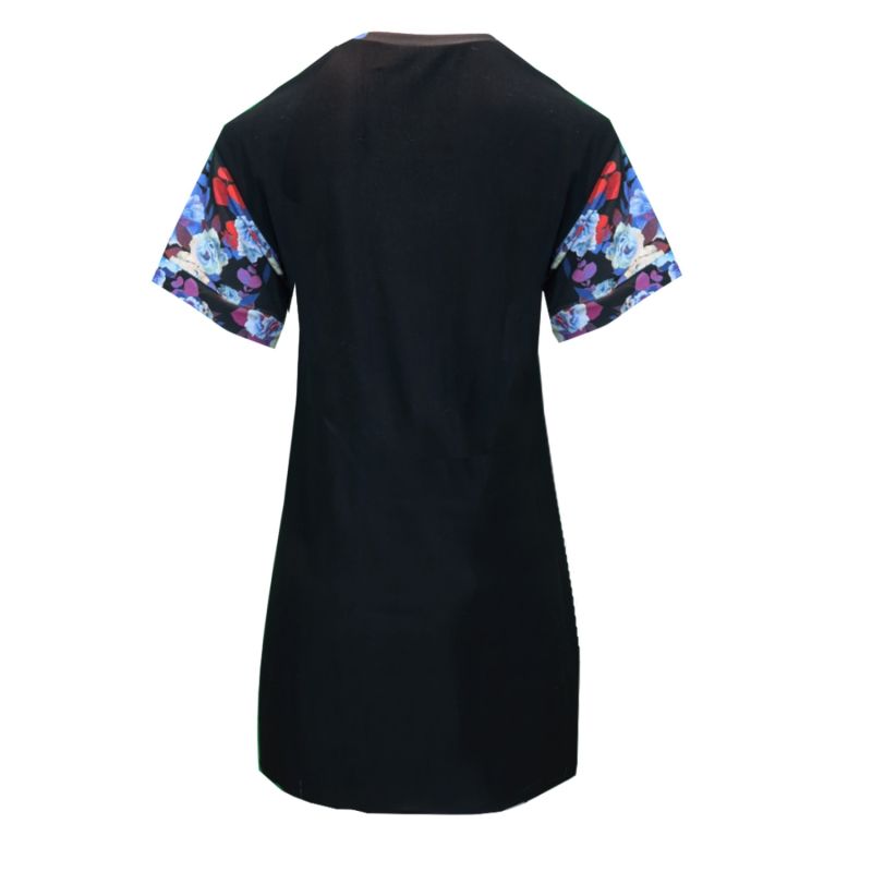 Black Floral T-Shirt Cotton Dress image