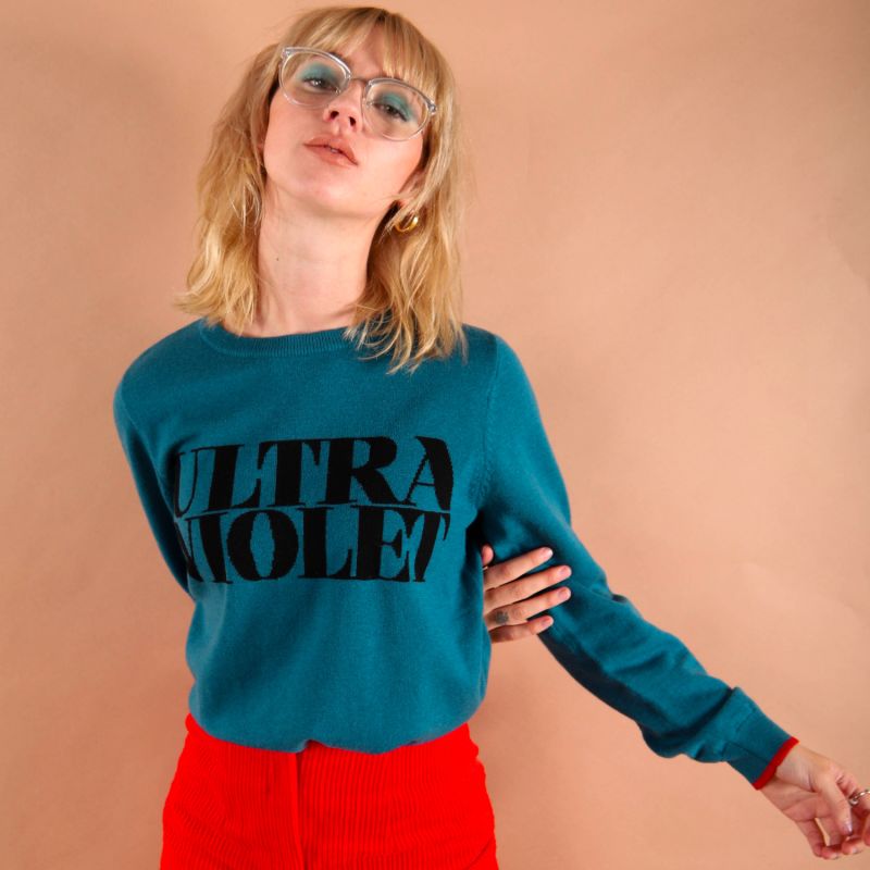 Ultra Violet 100% Merino Wool Slogan Jumper image